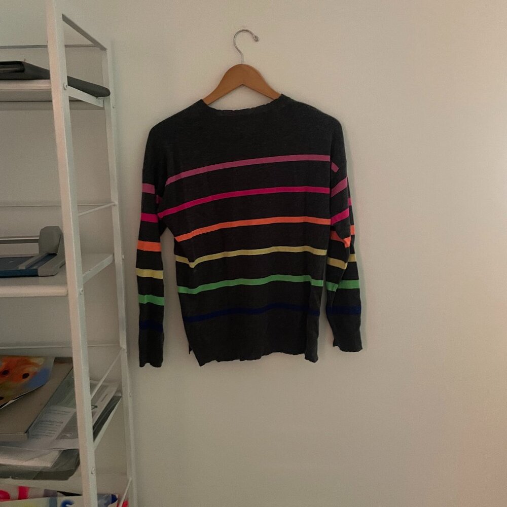 Sundry Grey and Rainbow Wool/Cashmere Blend Sweater